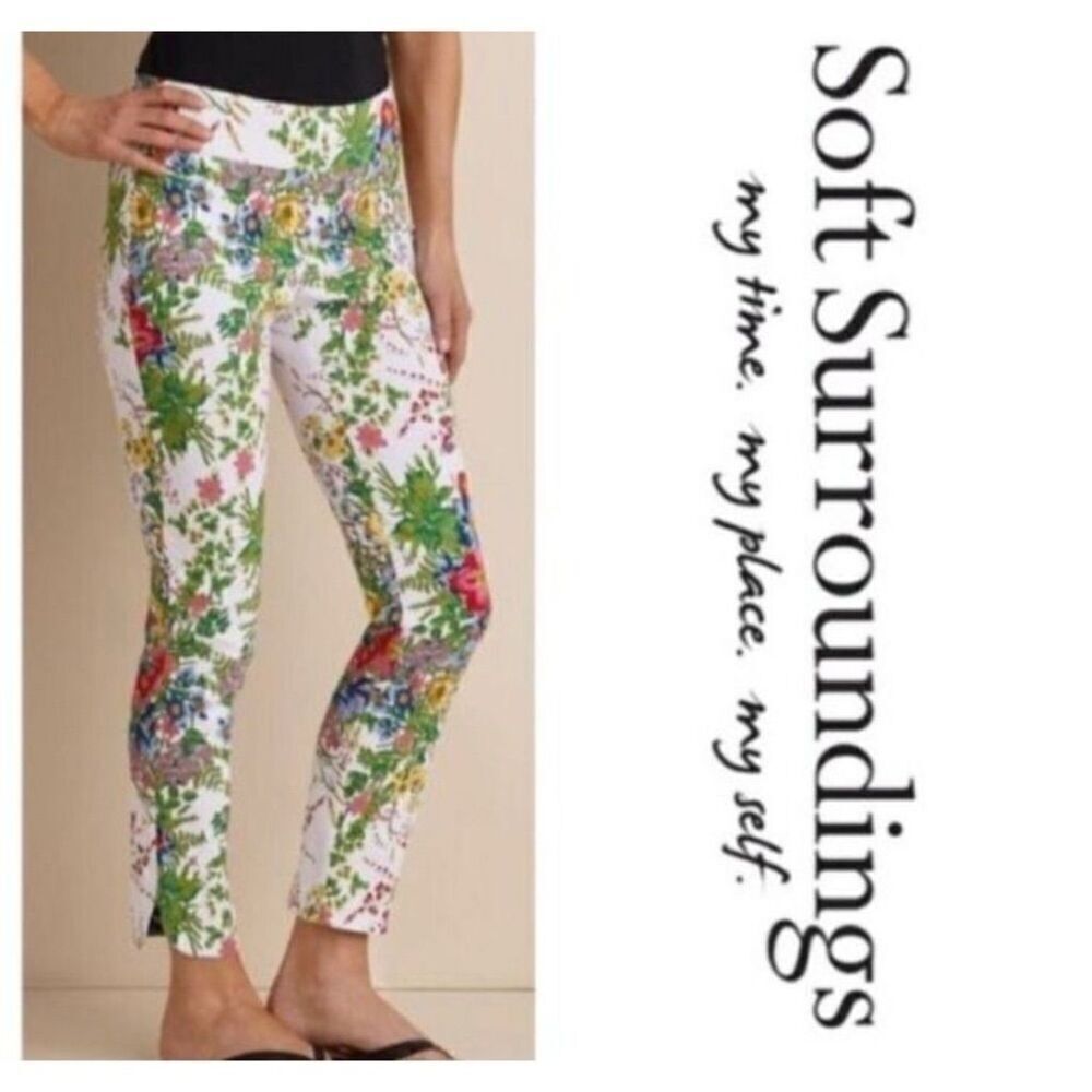 Soft Surroundings Women's Floral Ankle Pants Petites Size S Multicolor